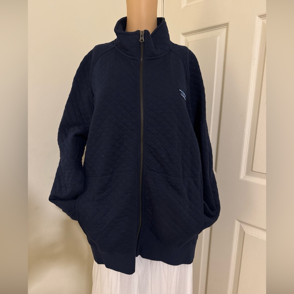 L. L. Bean Women’s Jacket Size Large Navy Blue Quilt Full Zipper With Pockets